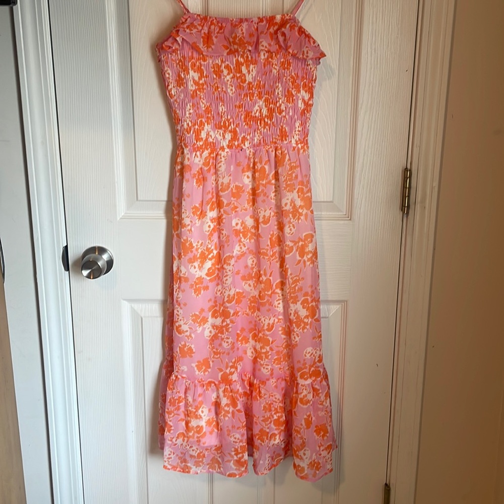 Pink and orange floral dress